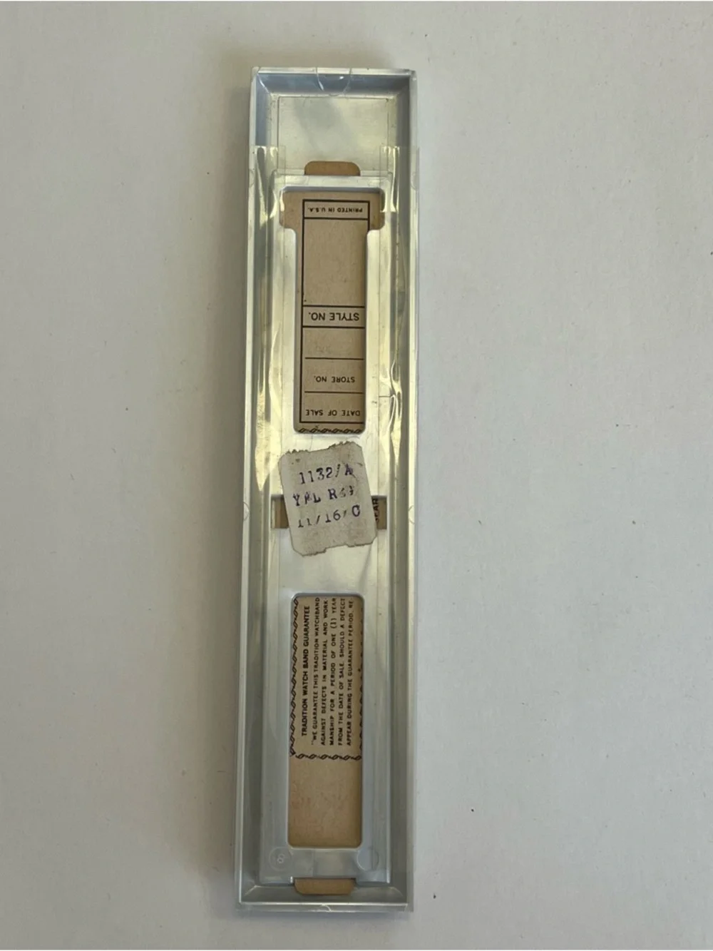 Vintage Sears Tradition Adjustable width goldtone watch bracelet, Box And Manual
